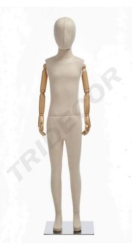 [041444] Maniquí infantil con tela y madera clara 10-12 años