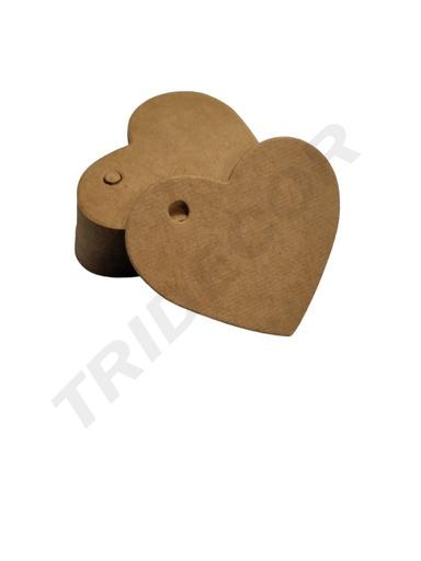 [0141024HA] Etichetta a cuore fustellata Havana 6,5x4,5 cm 100 pezzi/pacco