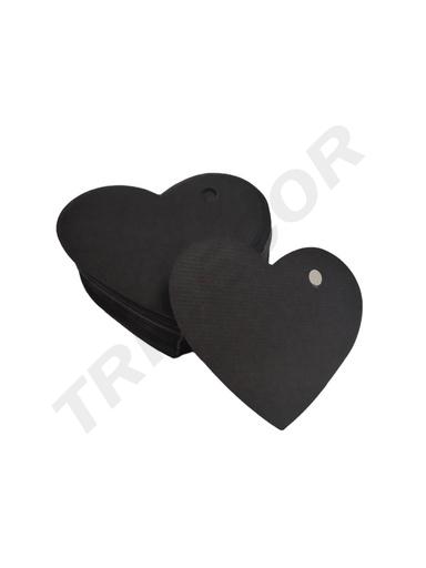 [0141024NG] Etiqueta Preta em Forma de Coração 6,5x4,5cm 100 unidades/Pacote
