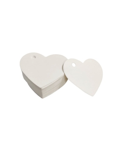 [0141024BL] Etiquetas Colgantes Blancas 6.5X4.5 Cm Forma De Corazón 100 Unidades