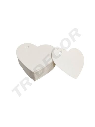 [0141024BL] Etiquetas Colgantes Blancas 6.5X4.5 Cm Forma De Corazón 100 Unidades