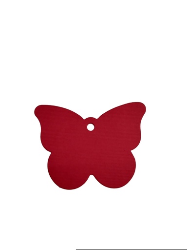 [0141022RJ] Grand étiquette rouge découpée en forme de papillon 6,5x4,5cm