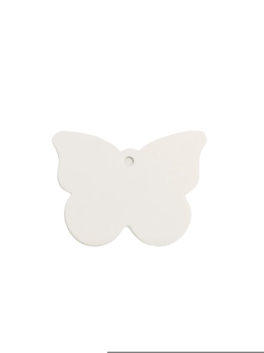 [0141022BL] Etiqueta Blanca Grande Cortada En Forma De Mariposa 6.5X4.5Cm