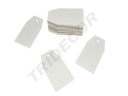 [6014032BL] Étiquettes découpées blanc lisse sommet 3.5X6.5cm 100/paquet