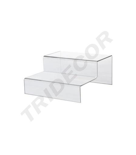[007171] Espositore in acrilico a gradini per accessori 2 altezze