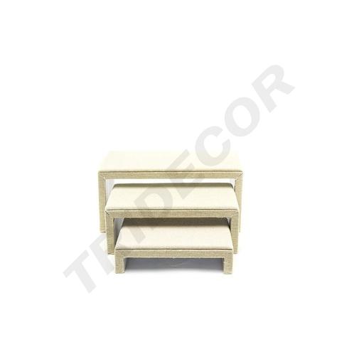 [009649] Espositore in lino beige Forma C 3 altezze