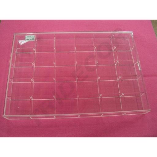 [007170] Acrylic Jewelry Tray with Lid and 30 Compartments