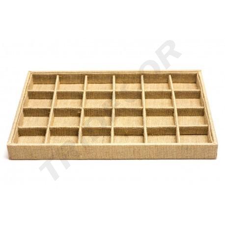 [009402] Linen Jewelry Display Tray with 4 Compartments, 35X24X3CM