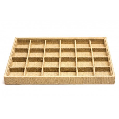 [009402] Linen Jewelry Display Tray with 4 Compartments, 35X24X3CM