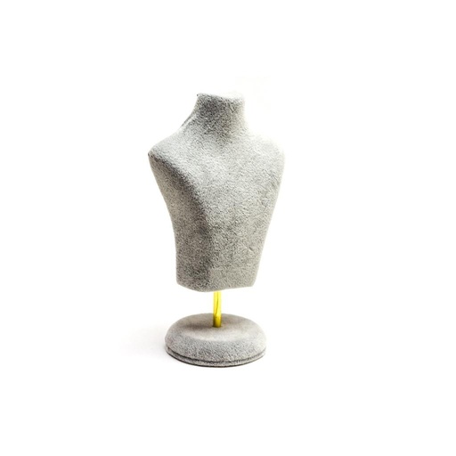 [009824] Gray Velvet Necklace Display 15X6X9.5cm