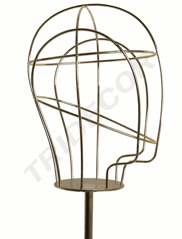 [041276] Expositor de Chapéu de Cabeça de Arame com Base de Metal Cor de Ouro