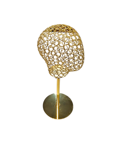 [041275] 金色网格头模带铁底座 Expositor Sombrero Cabeza Alambre Con Base Metalica Color Dorado 