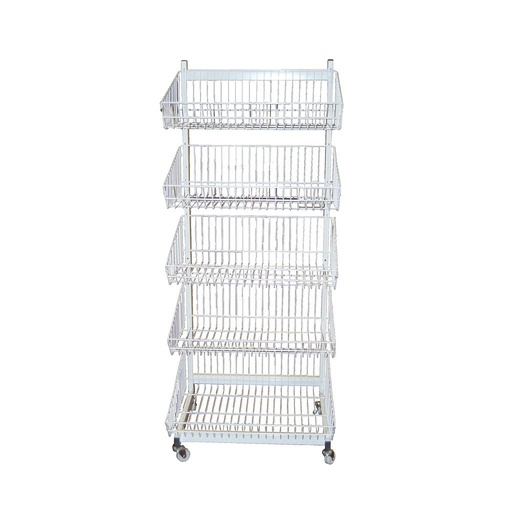 [033134] Metal Display Stand with 5 White Baskets