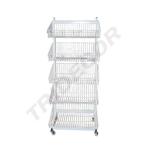 [033134] Metal Display Stand with 5 White Baskets