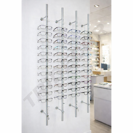 [003027] Présentoir de 16 verres avec serrure pour mur 145X16 cm, 10 unités/boîte