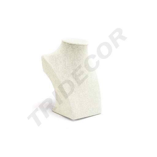 [009710] Beige Leinen Halskettendisplay 7.5X12.5X16cm