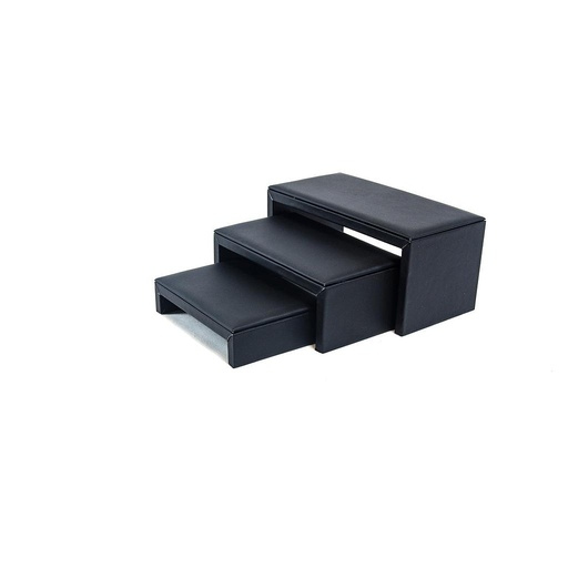 [009264] Set of “C”-shaped displays at 3 levels, black leatherette