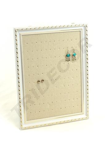 [009367] Medium Frame for Beige Linen Earrings