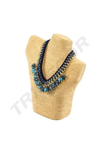 [009612] Espositore per collane rivestito con corda marrone cammello