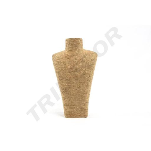 [009611] Expositor De Collares Color Camello Cubierto Con Cuerda 32X10X20