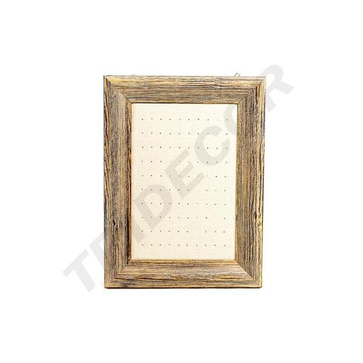 [009262] Cornice in legno per orecchini in lino beige