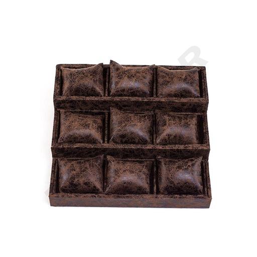 [009153] Brown Leatherette Padded Display Stand 3 Heights