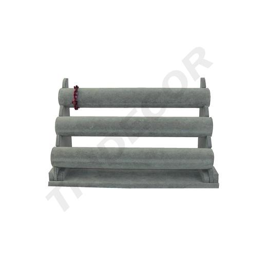 [009804] Gray Velvet Three-Story Display Stand