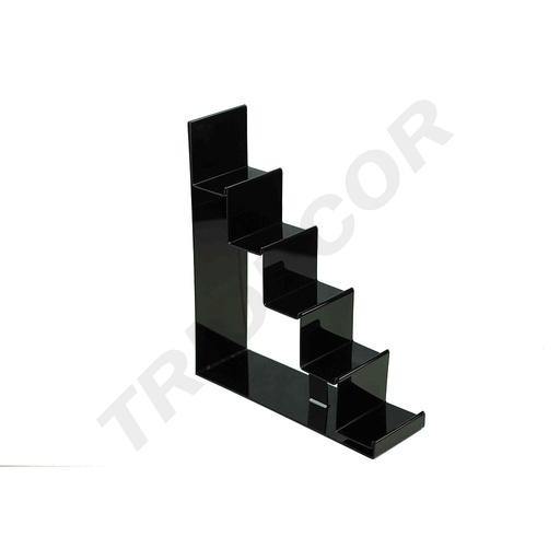 [007144] Expositor Metacrilato Negro Escalera 5 Alturas
