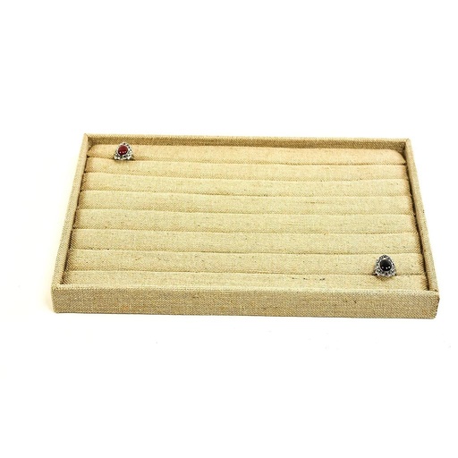 [009828] Ring display tray, thick linen 35X24X3 cm