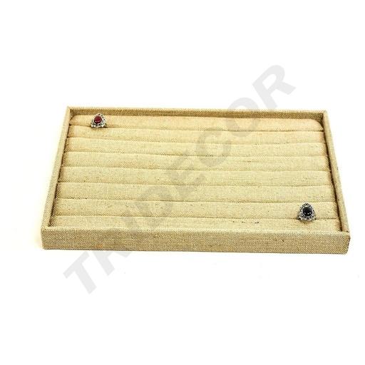 [009828] Ring display tray, thick linen 35X24X3 cm