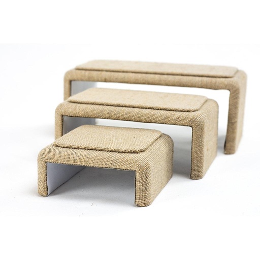 [009045] Form “C” Display Stand in Thick Linen, 3 Heights