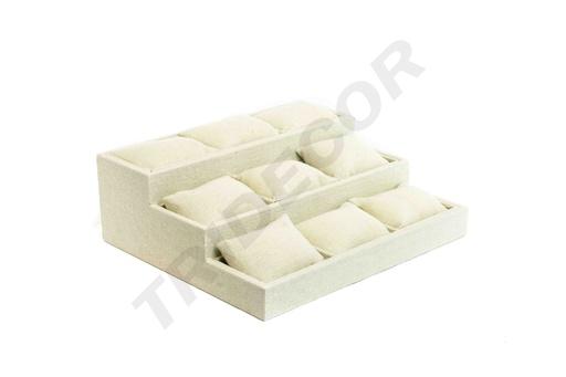 [009625] 三层枕头台白麻 Expositor Almohadillado 3 Alturas Lino Beige 30/caja
