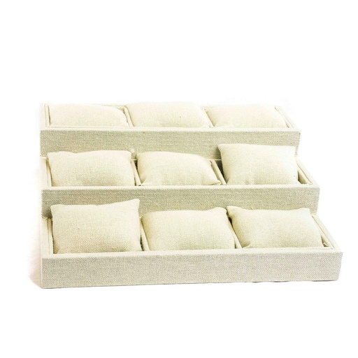 [009625] Padded Display Stand 3 Heights Beige Linen