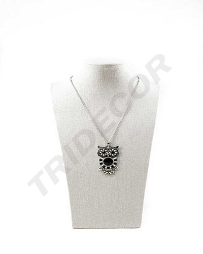 [009712] Beige Linen Necklace Display 30X11.5X10.5cm