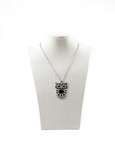 [009712] Beige Linen Necklace Display 30X11.5X10.5cm