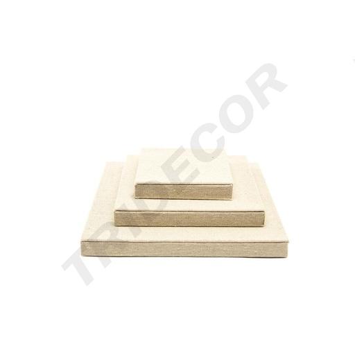 [009826] 米色方形亚麻展示架 3 件套