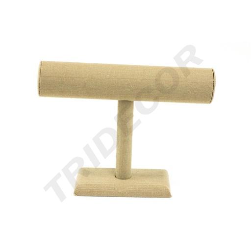 [009653] Espositore a T per braccialetti in lino beige