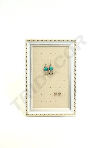 [009365] Petit cadre pour boucles d'oreilles en lin beige 25X30cm