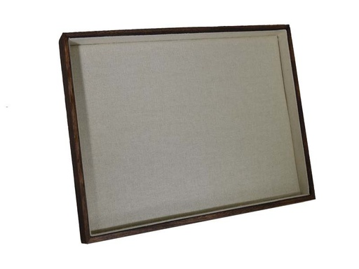 [009374] Plateau en bois et tissu en lin beige 35X24X3 CM