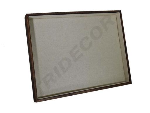 [009374] Wooden tray and beige linen fabric 35X24X3 CM