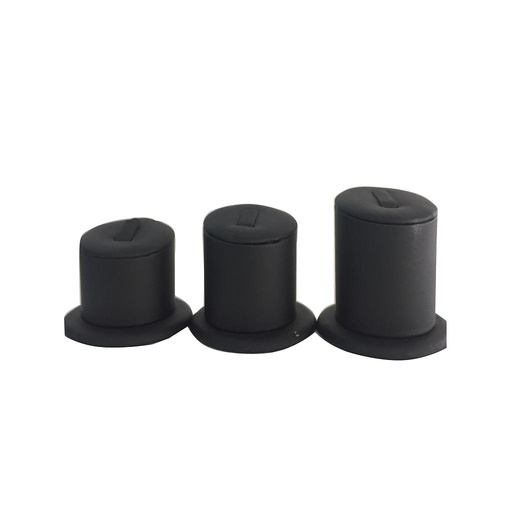 [009246] Ring Display Stand at 3 Heights Black Leatherette