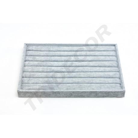 [009820] 灰色天鹅绒戒指托盘 35X24X3 厘米