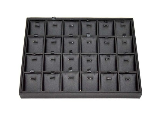 [009400] Jewelry Display Stand 24 Black Leatherette Compartments