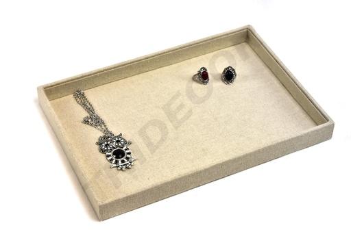 [009719] Beige Linen Jewelry Tray 35X24X3 CM