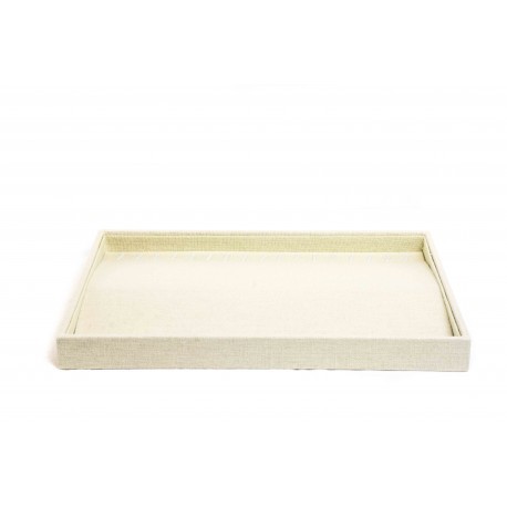 [009725] Bandeja Para Joyas Curvada en Lino Beige 35X24X3 Cm