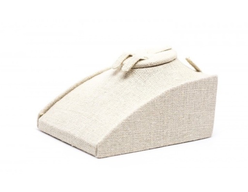 [009655] Plateau courbé, présentoir de bracelet en tissu de lin beige