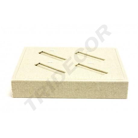 [009673] Vassoio per gioielli in lino beige con fessure, 18.5X15.5X3 CM