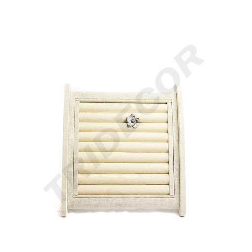 [009622] Espositore per anelli in lino beige 25X24.5X15cm