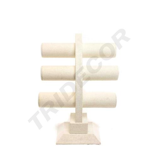 [009619] Expositor triple para pulseras de lino beige 32X26X23cm