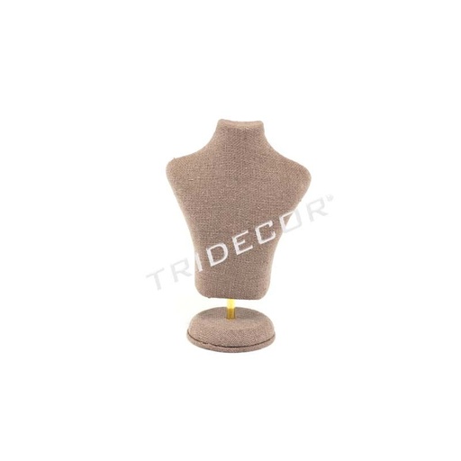 [009647] Brown Linen Bust Shape Jewelry Display